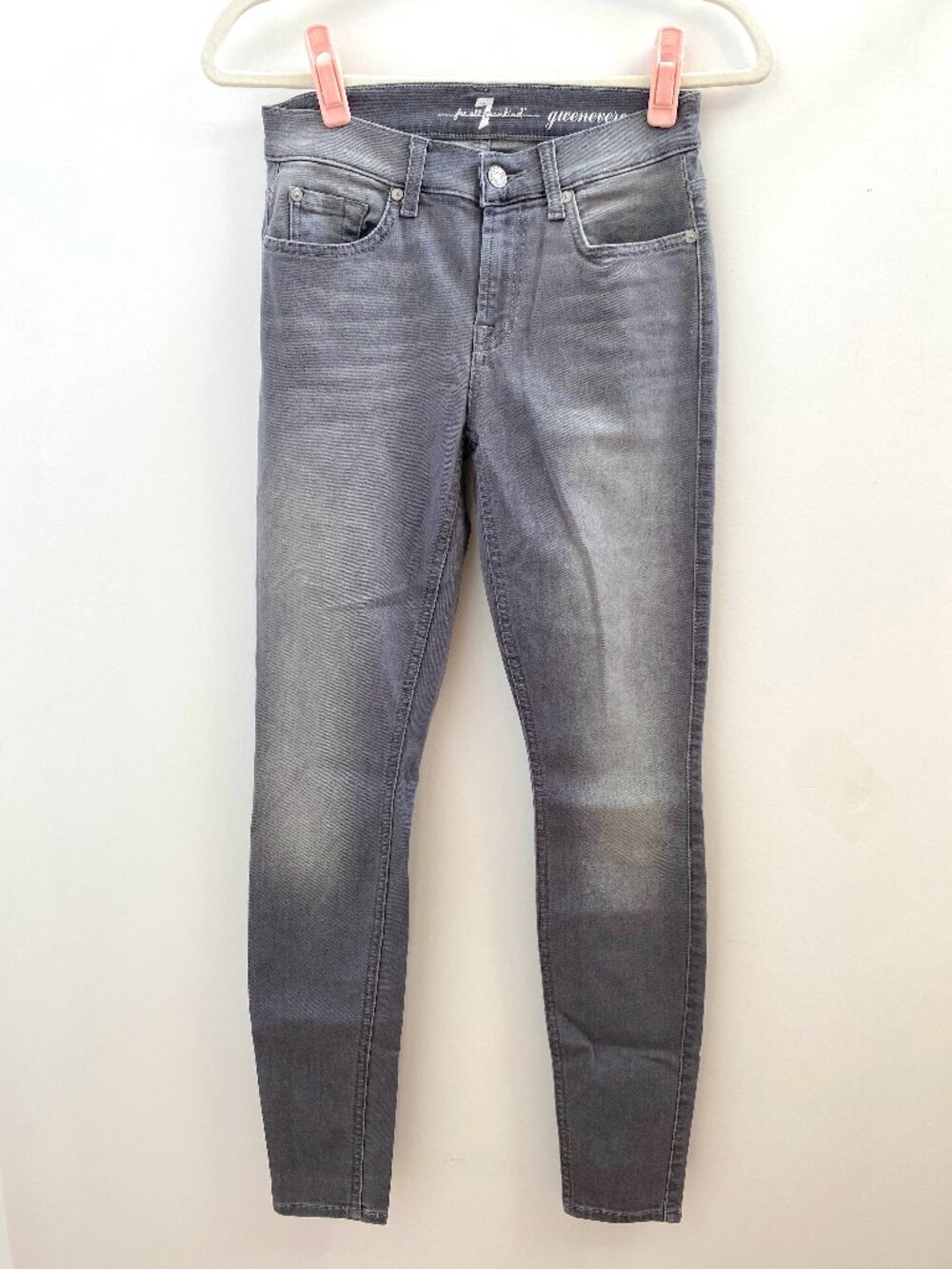 7 For All Mankind Gwenevere Gray Skinny Jeans Size 26